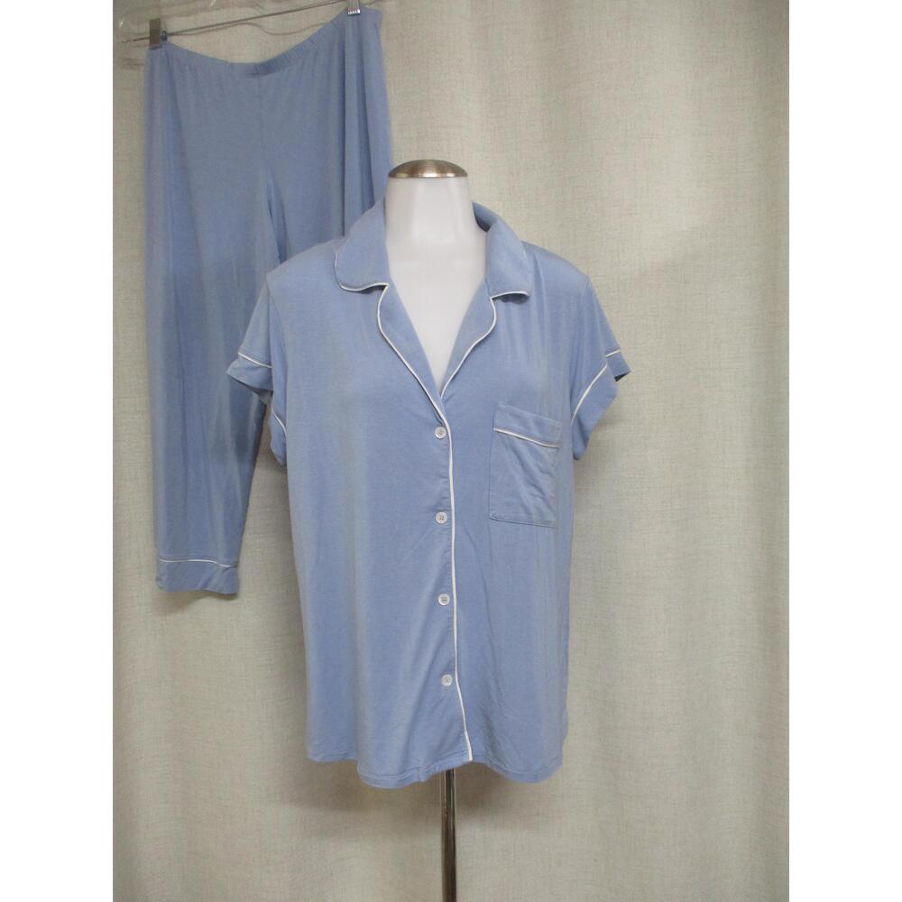 EBERJEY Light Blue Short Sleeve Soft top pants  Comfort Pajama Set sz L